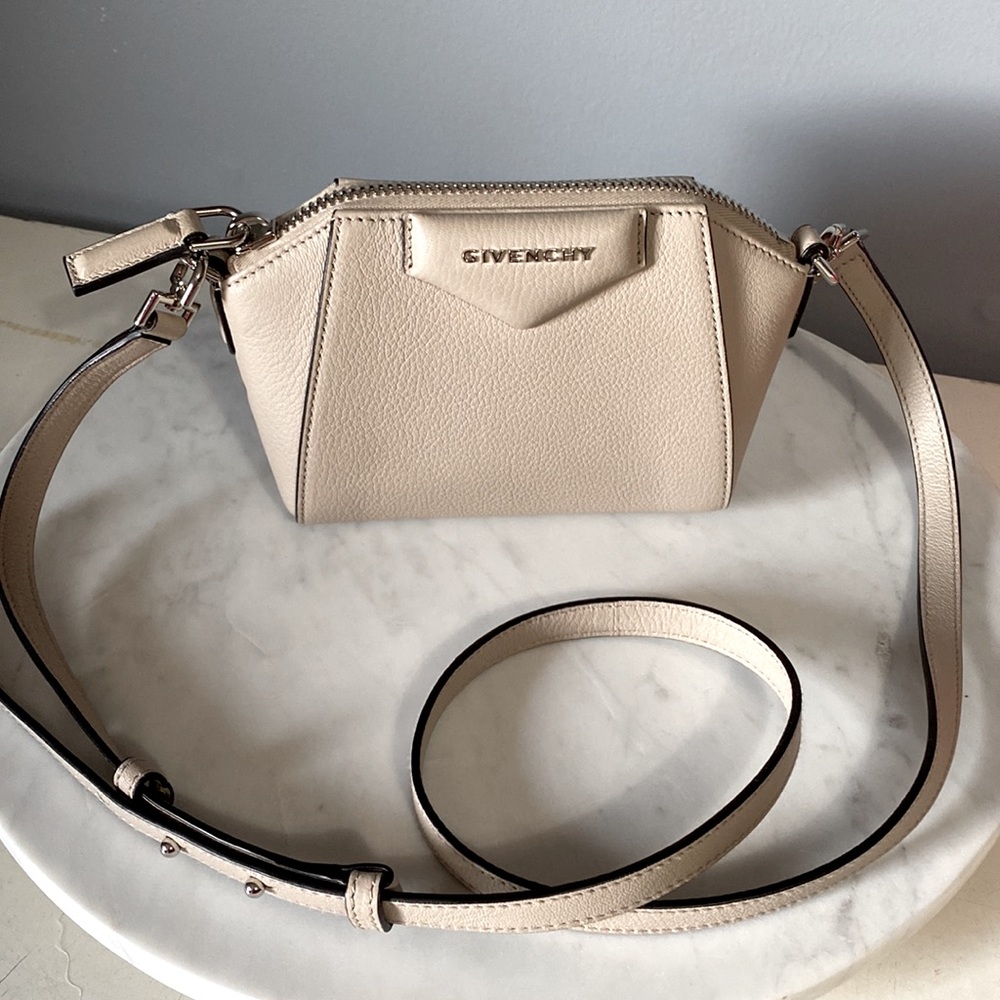 GIVENCHY Mini Leather Crossbody Bag in Beige